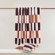 Gabri Checkered Sherpa Fleece Faux Fur Throw